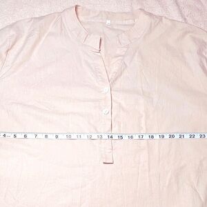 Womens Blouse 5XL Pale Pink 3 Button Front V Neck Long Sleeve Comfortable